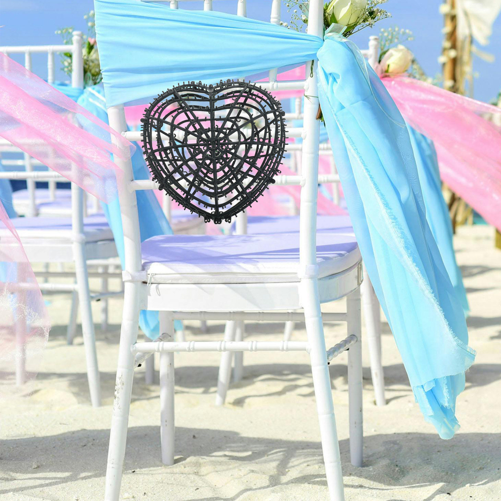 Wedding Supply Decor - 2Pcs Artificial Heart Shaped Floral Cage