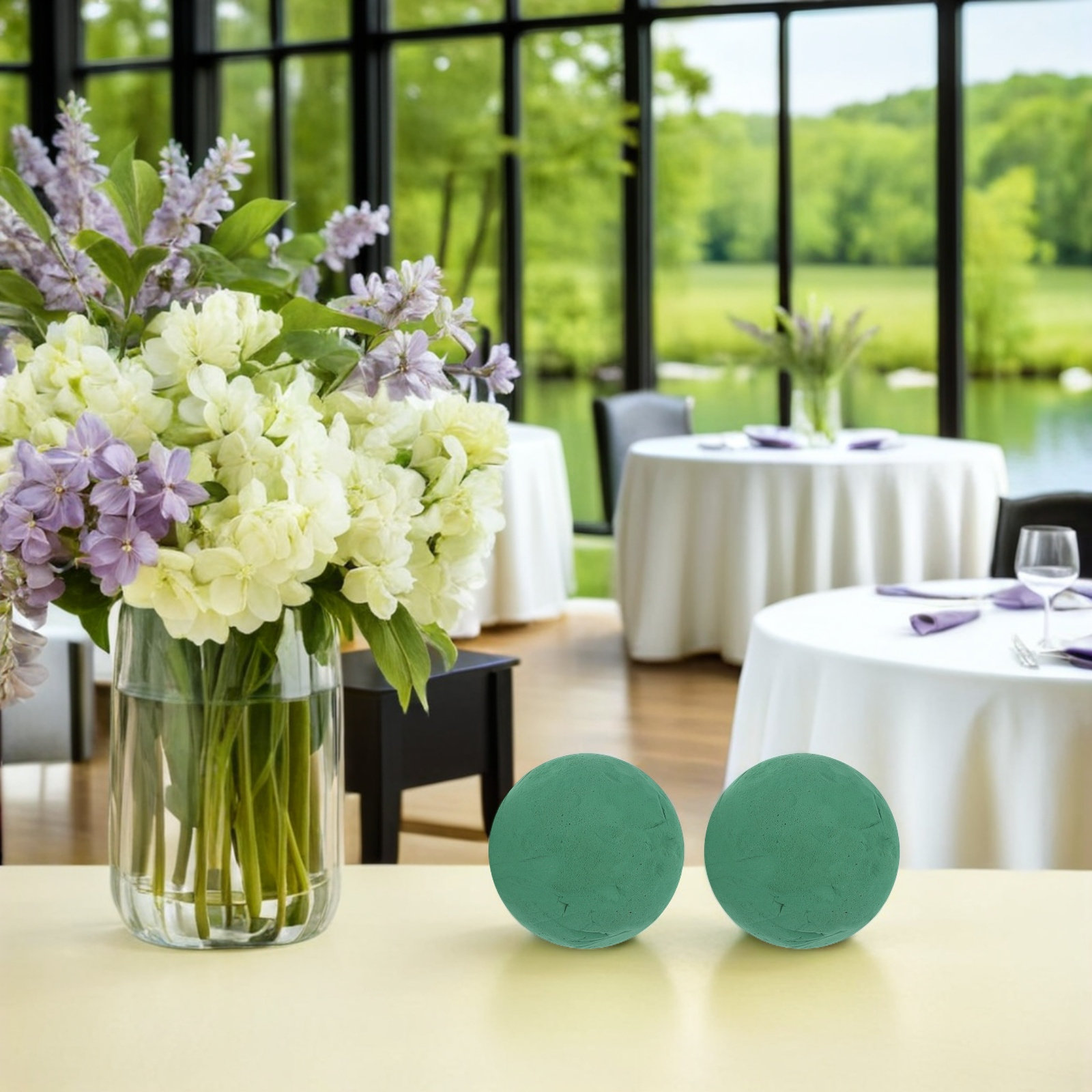 Wedding Supply Decor - 4Pcs Green Round Floral Foam Spheres