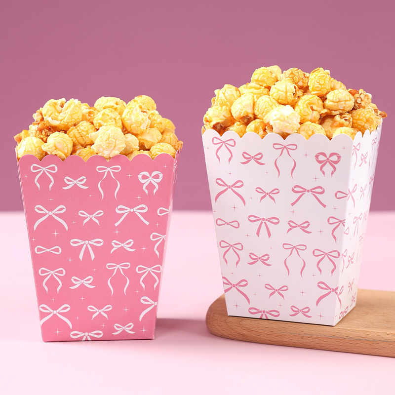 Wedding Supply Decor - 10Pcs Bow Paper Popcorn Boxes With
