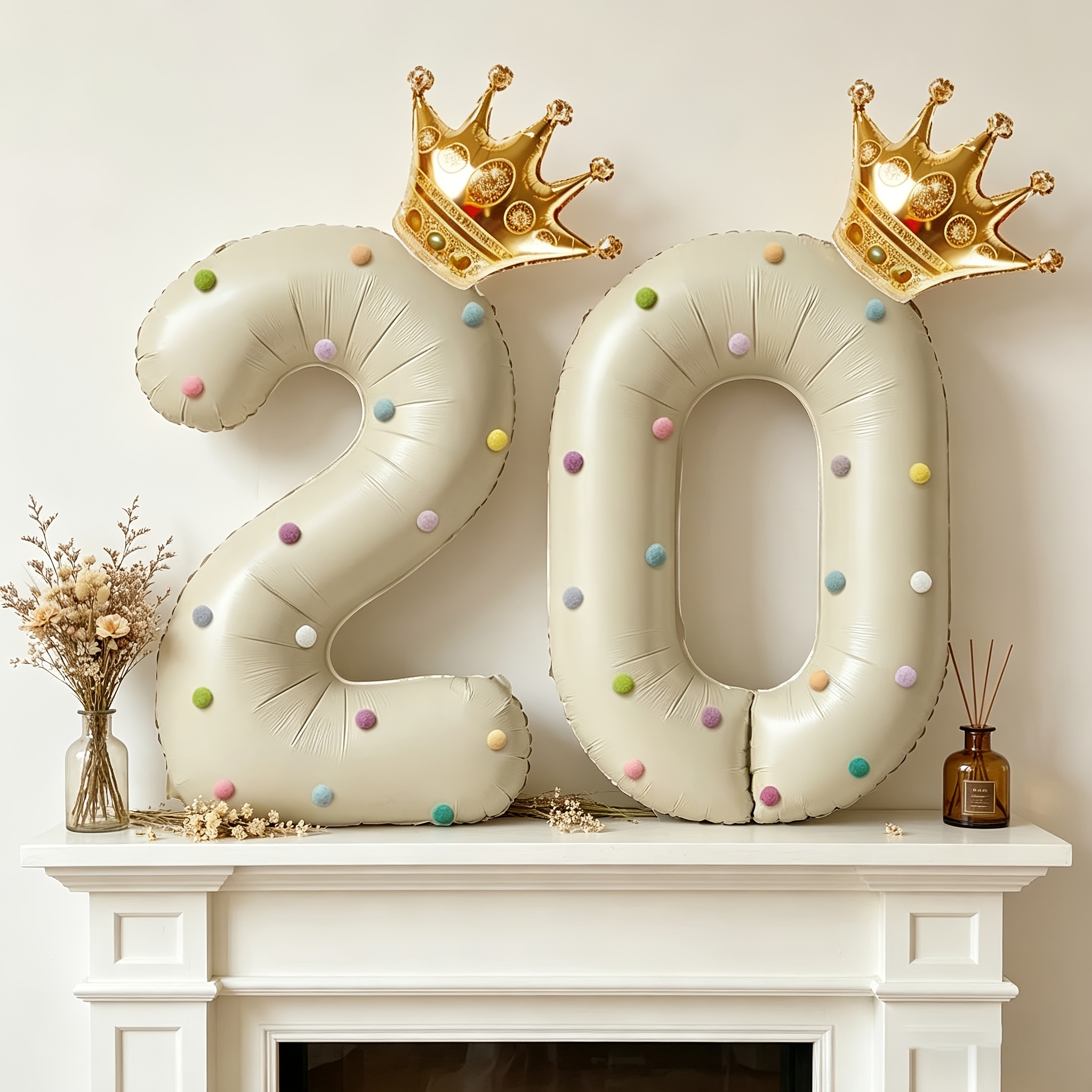 Wedding/Event Supply Store - Large 40inch Cream-Colored Number Foil Balloons
