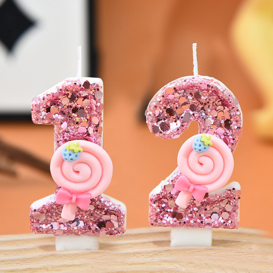 Unity Candle Set - 1pc Large 0-9 Numbers Pink Lollipop