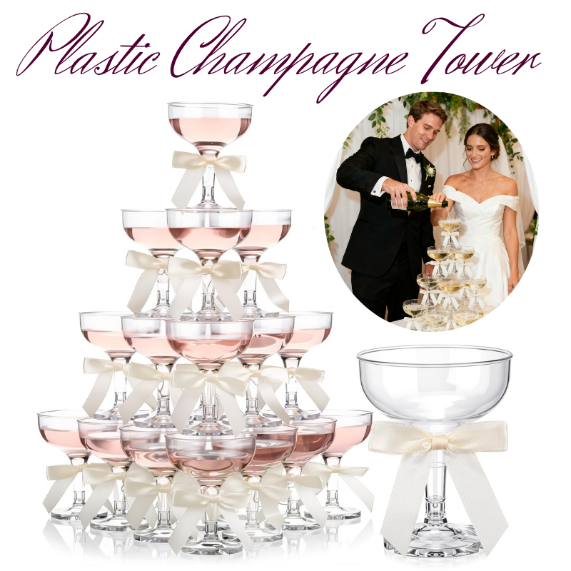 Champagne Tower Set - 4-6Tier Acrylic Champagne Tower with Bow