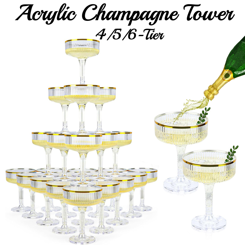 4-6Tier Acrylic Champagne Towe - đánh giá và giá Champagne Tower Set