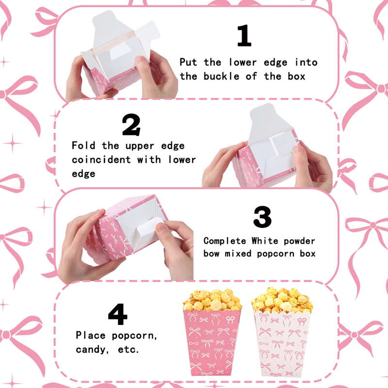 10Pcs Bow Paper Popcorn Boxes  - đánh giá và giá Wedding Supply Decor