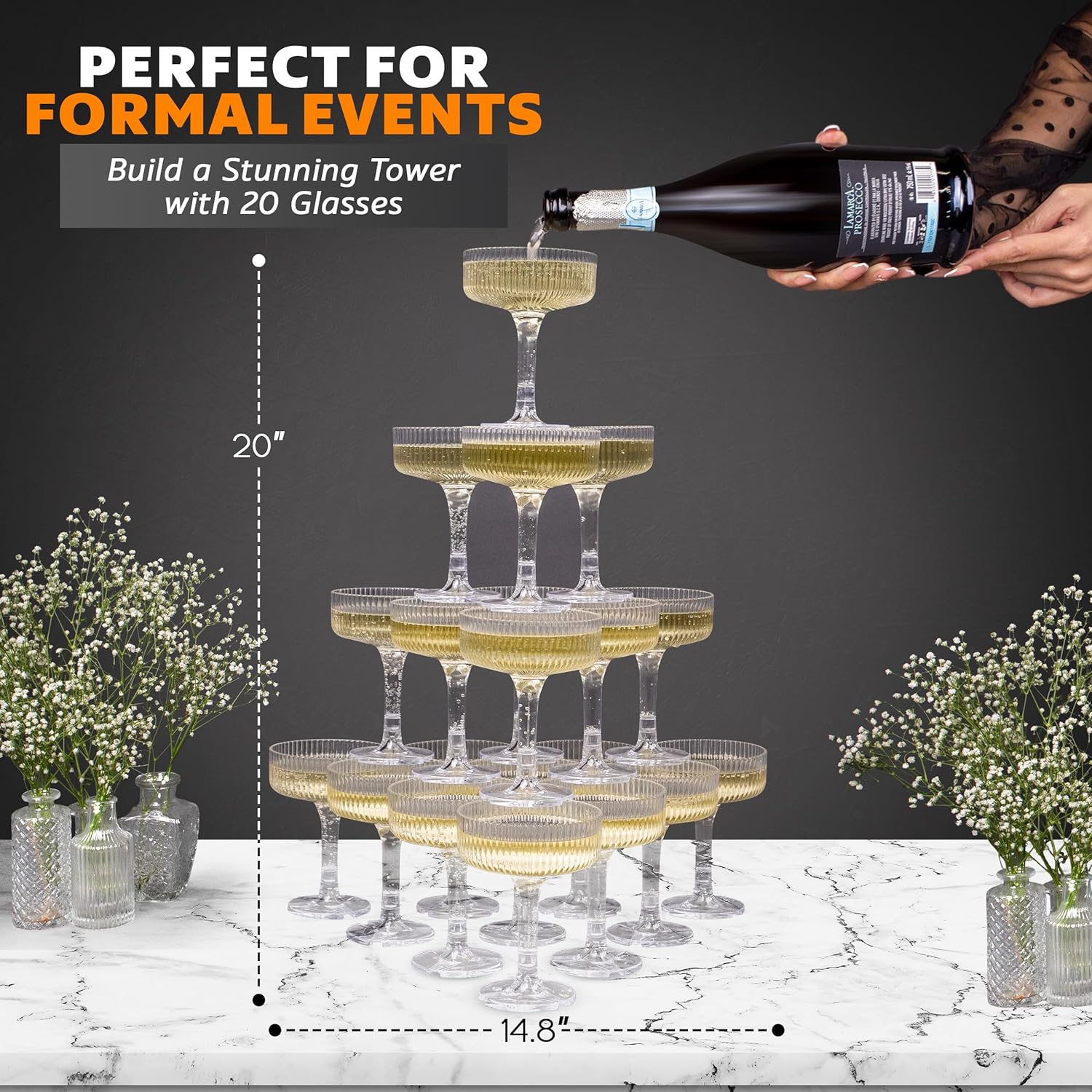 20-60PCS ACRYLIC Champagne Tow - đánh giá và giá Champagne Tower Set